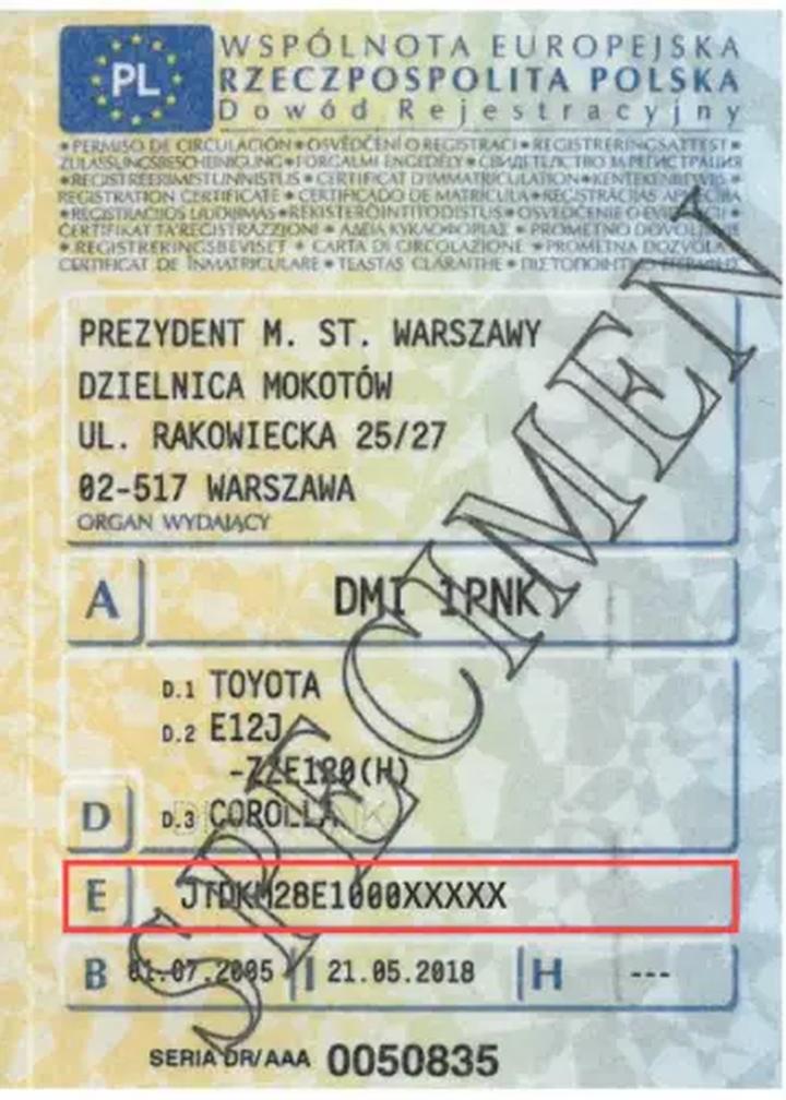 Gdzie znaleźć numer VIN