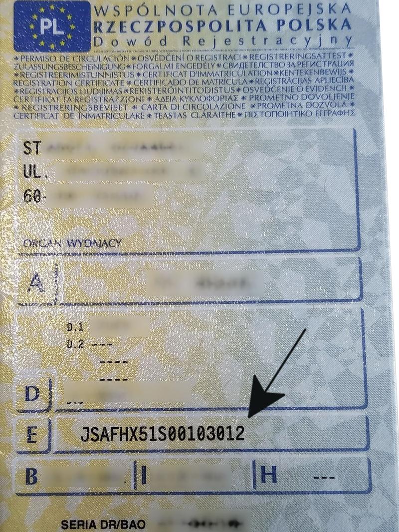 Odczyt i interpretacja numeru VIN