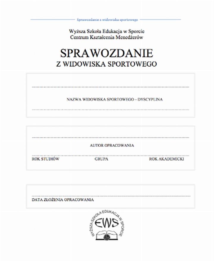 Wzór sprawozdania ze stażu